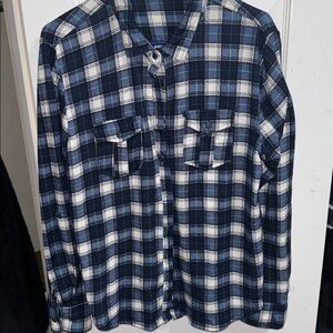 Eden & Olivia Blue and White Plaid Button-Up Shirt